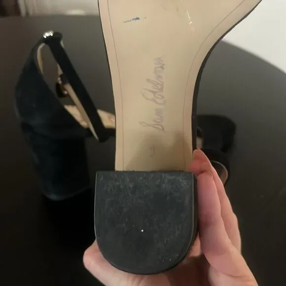 Sam Edleman Odilia Black Suede Scalloped Heels Size 9 - Picture 12 of 12